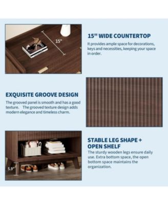 Fluted Shoe Storage Cabinet for Entryway with 2 Flip Drawers and Adjustable Shelves 48 inch Tall Freestanding Narrow Wood Shoe Cabinet