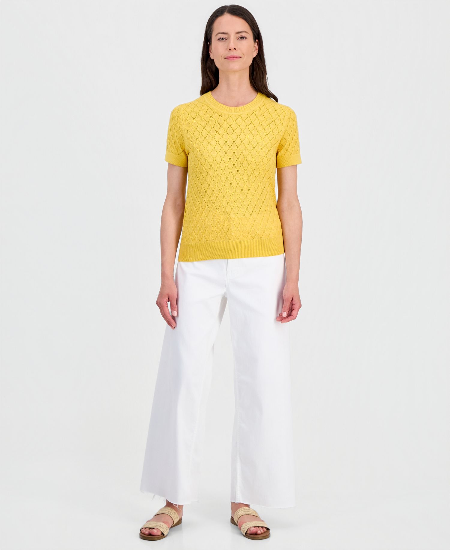 Women's Short-Sleeve Pointelle Sweater
