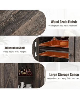 Small Storage Cabinet 2 Piece, Farmhouse Sideboard Buffet Cabinet with 2 Doors and Adjustable Shelves, Entryway Console Cabinets