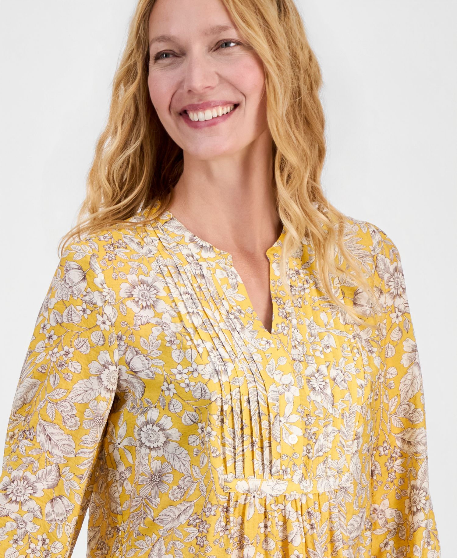 Women's Floral Pintuck Blouse