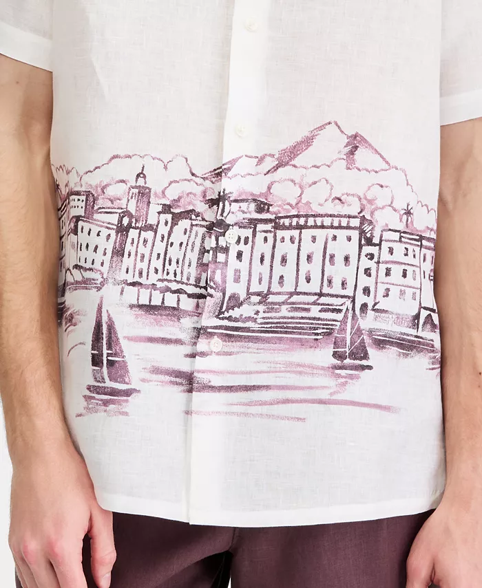 Men's Resort Scene Linen Short-Sleeve Shirt - thumbnail 4