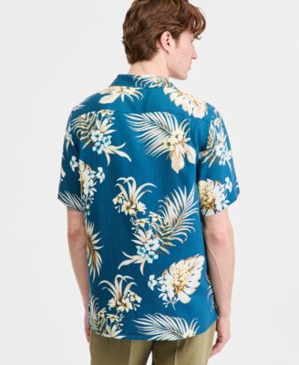 Men's Viva Floral Silk-Blend Short Sleeve Shirt