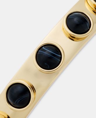 Gold-Tone Dynamic Jet Cabochon Bangle Bracelet