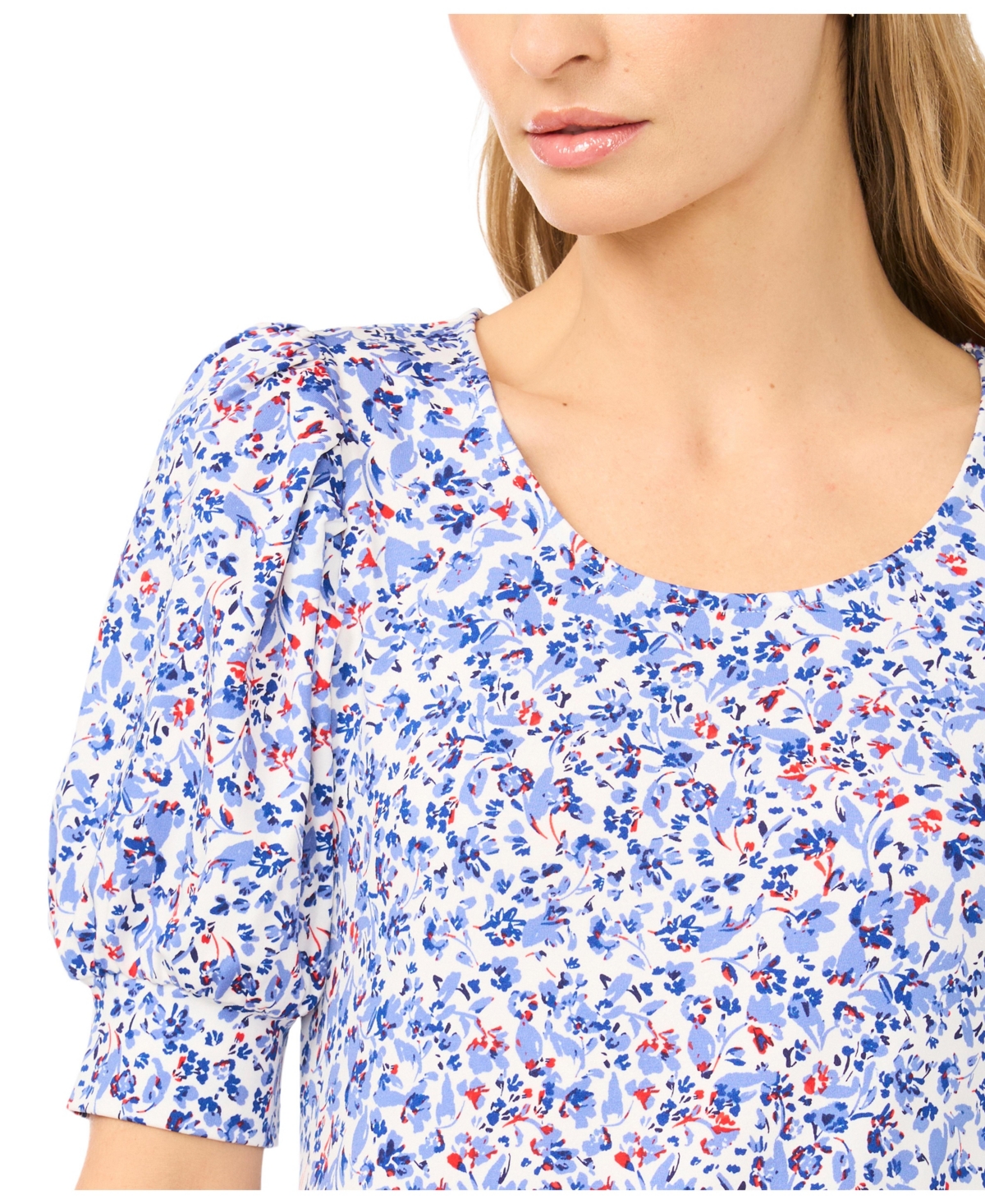 CeCe Women's Shirred Short-Sleeve Top