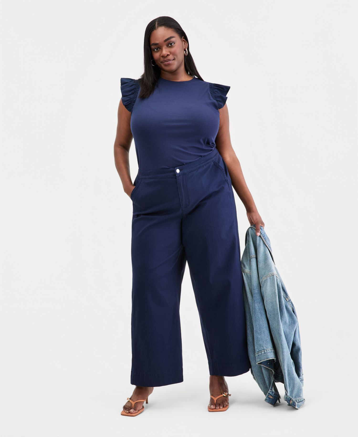 Trendy Plus Size Stretchy-Waist Wide-Leg Pants