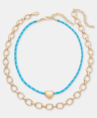 On 34th 2-Pc Set Heart Cord Pendant Necklace Chain Collar Necklace Macys Exclusive - Blue 32$