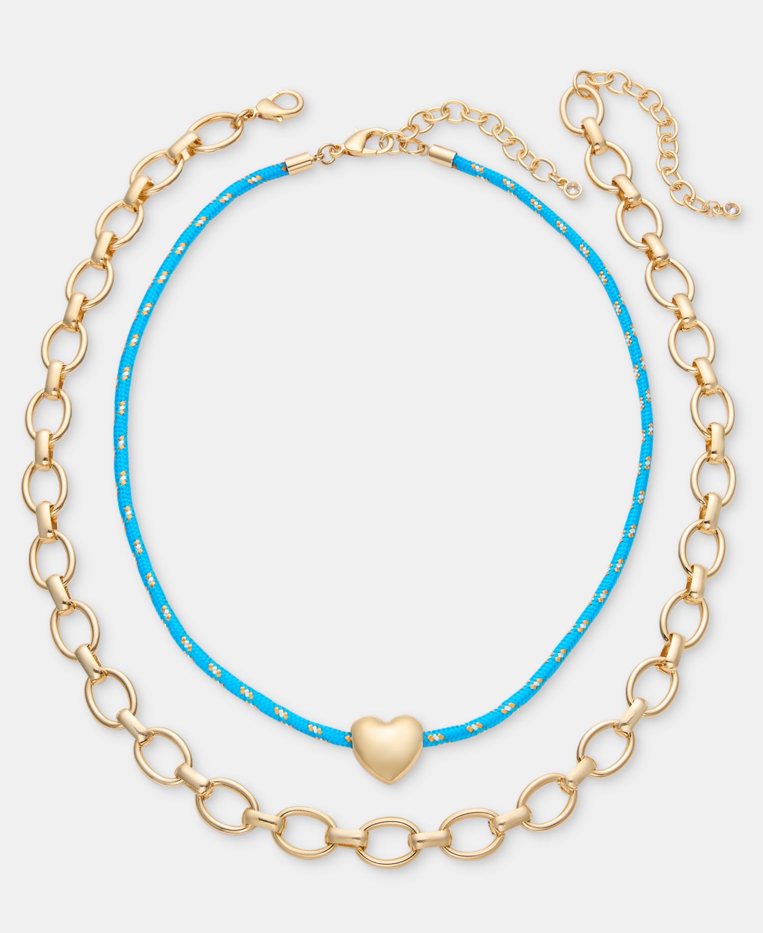 2-Pc. Set Heart Cord Pendant Necklace & Chain Collar Necklace