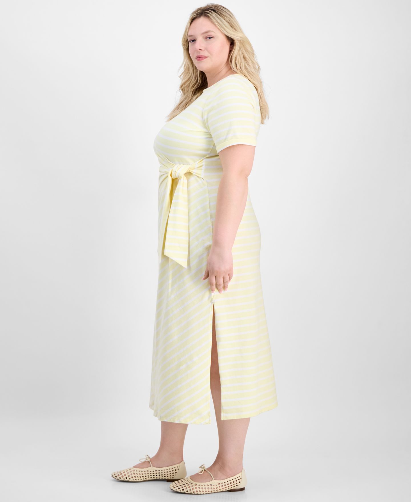 Женское платье On 34th Trendy Plus Size Primavera Tie-Waist, цвет: Lt Daffodil Cmb — фото 3