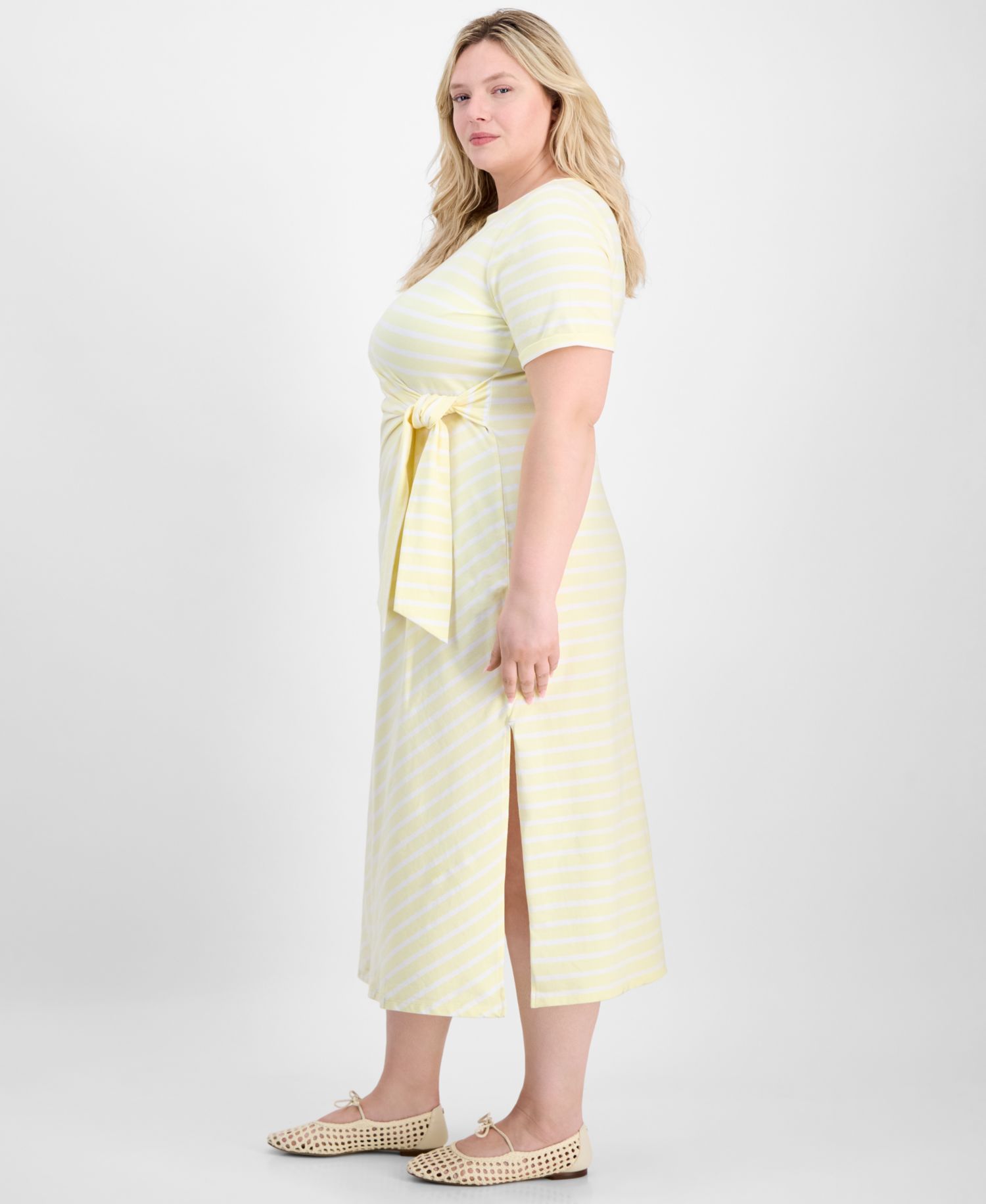 Trendy Plus Size Primavera Tie-Waist Dress