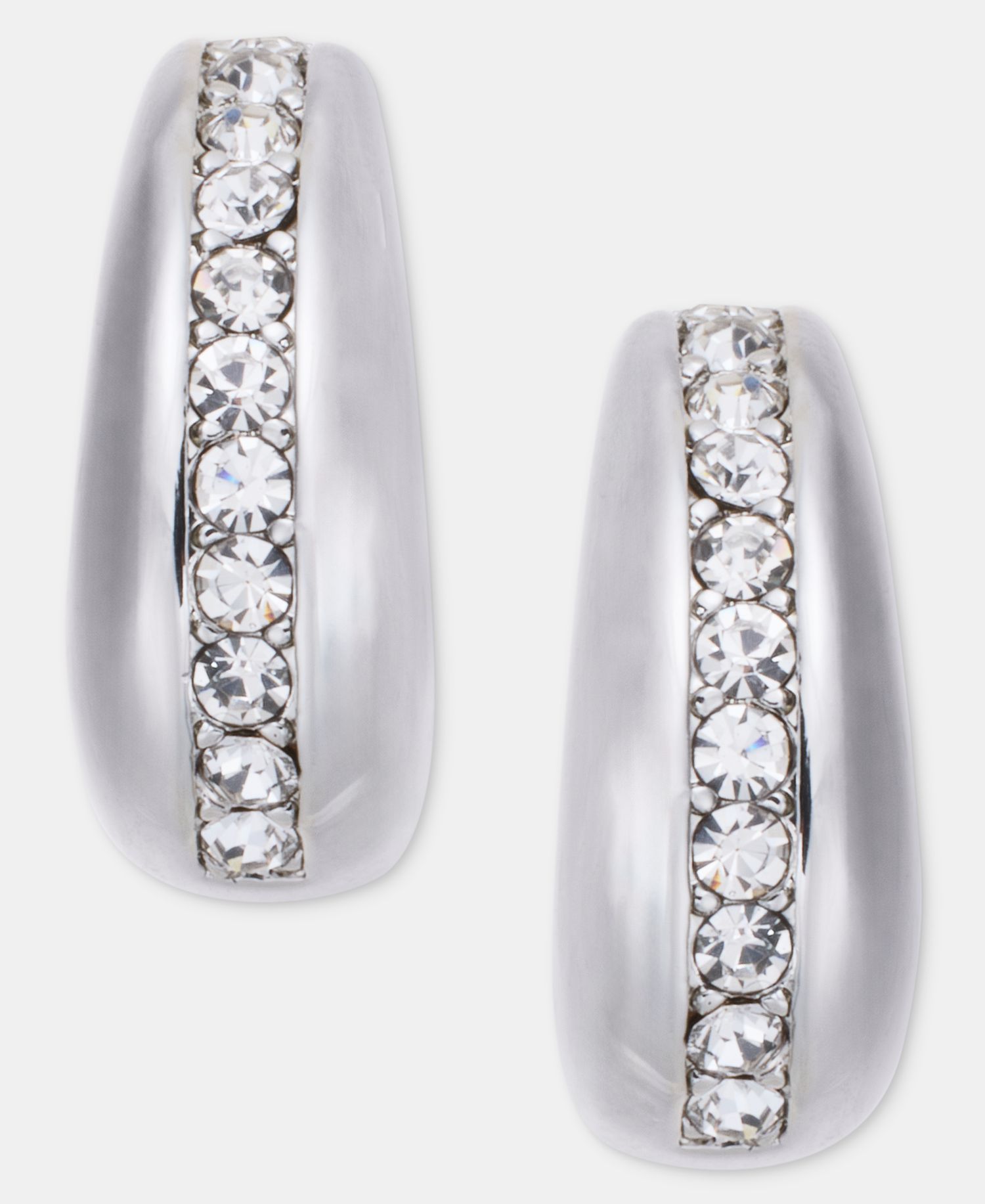 Pav&eacute; Crystal J-Hoop Earrings