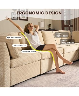 Modular Sectional Sofa Ottoman Seat Module, 32.7" Ottoman Seat for DIY Combination L U V Shaped,Plush Corduroy Loveseat Chair for Living Room