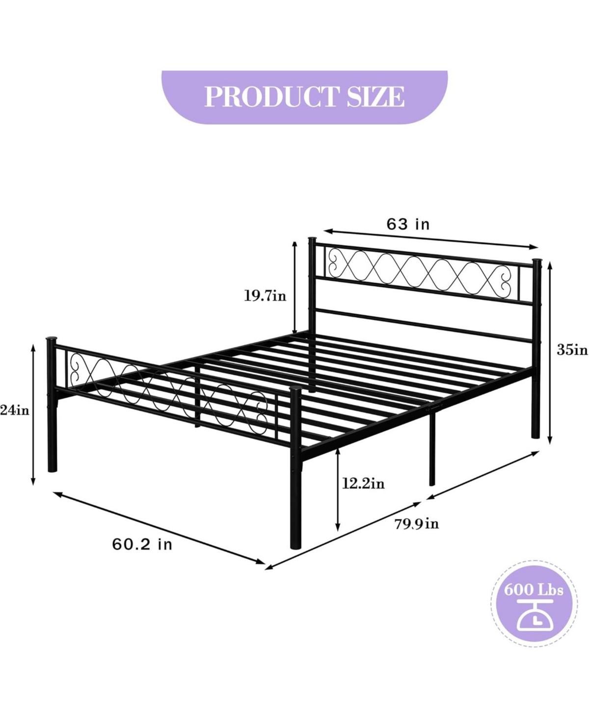 gaomon Metal Bed Frame - Headboard and Footboard with Iron Heart Design, Platform for Boys Girls