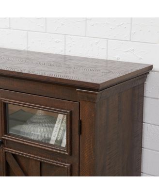 Farmhouse Barn Door TV Stand with Fireplace Insert, Espresso, 60.23"W