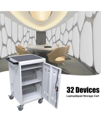 Mobile Charging Cart And Cabinet For Tablets Laptops 32-Device.