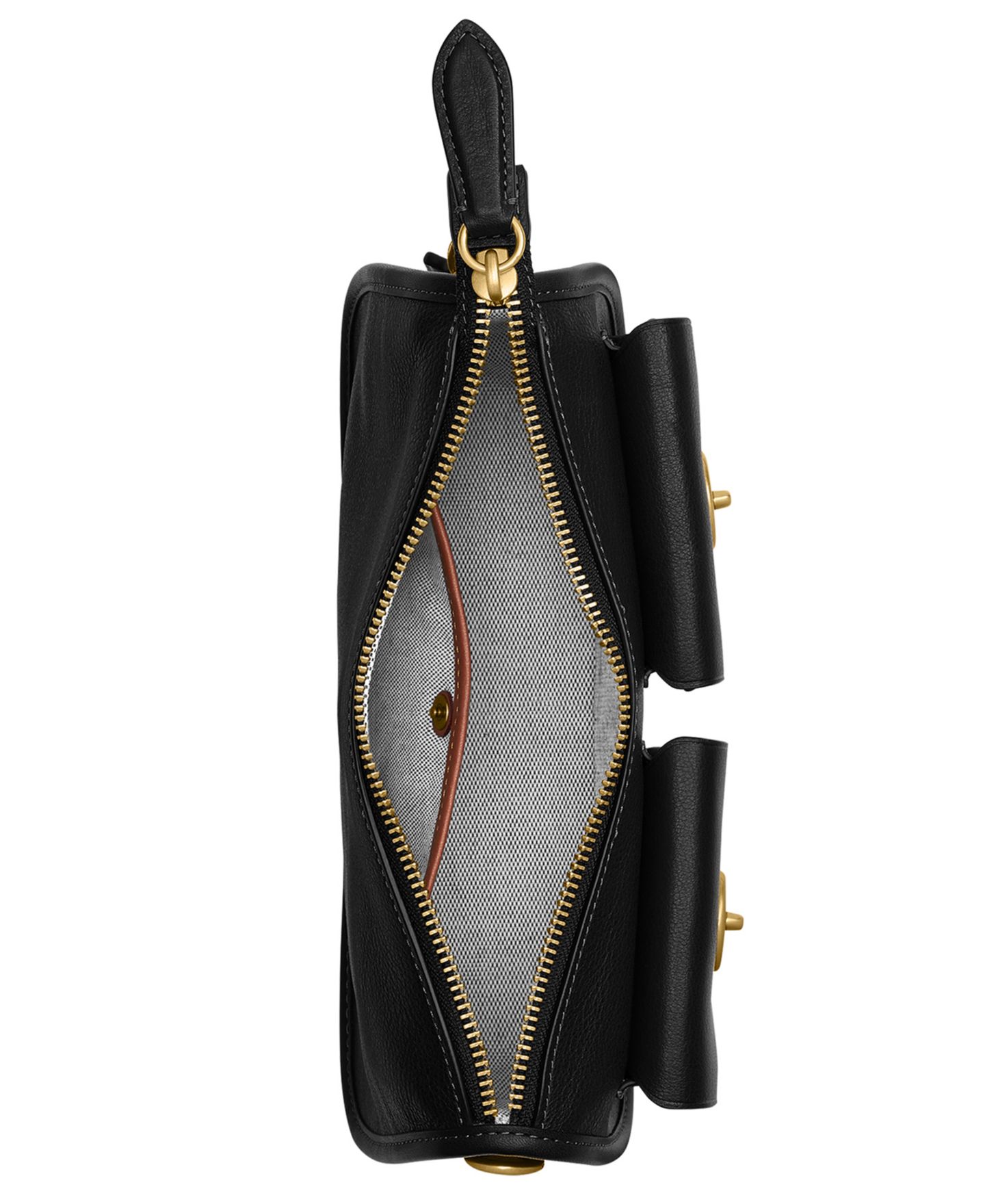 Женская сумка COACH Waverly Small Leather Twin Turnlock Shoulder, цвет: Латунный / Чёрный — фото 6