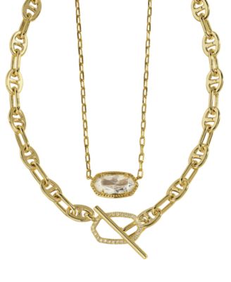 Cubic Zirconia Elisa Toggle Link & Chain Necklace