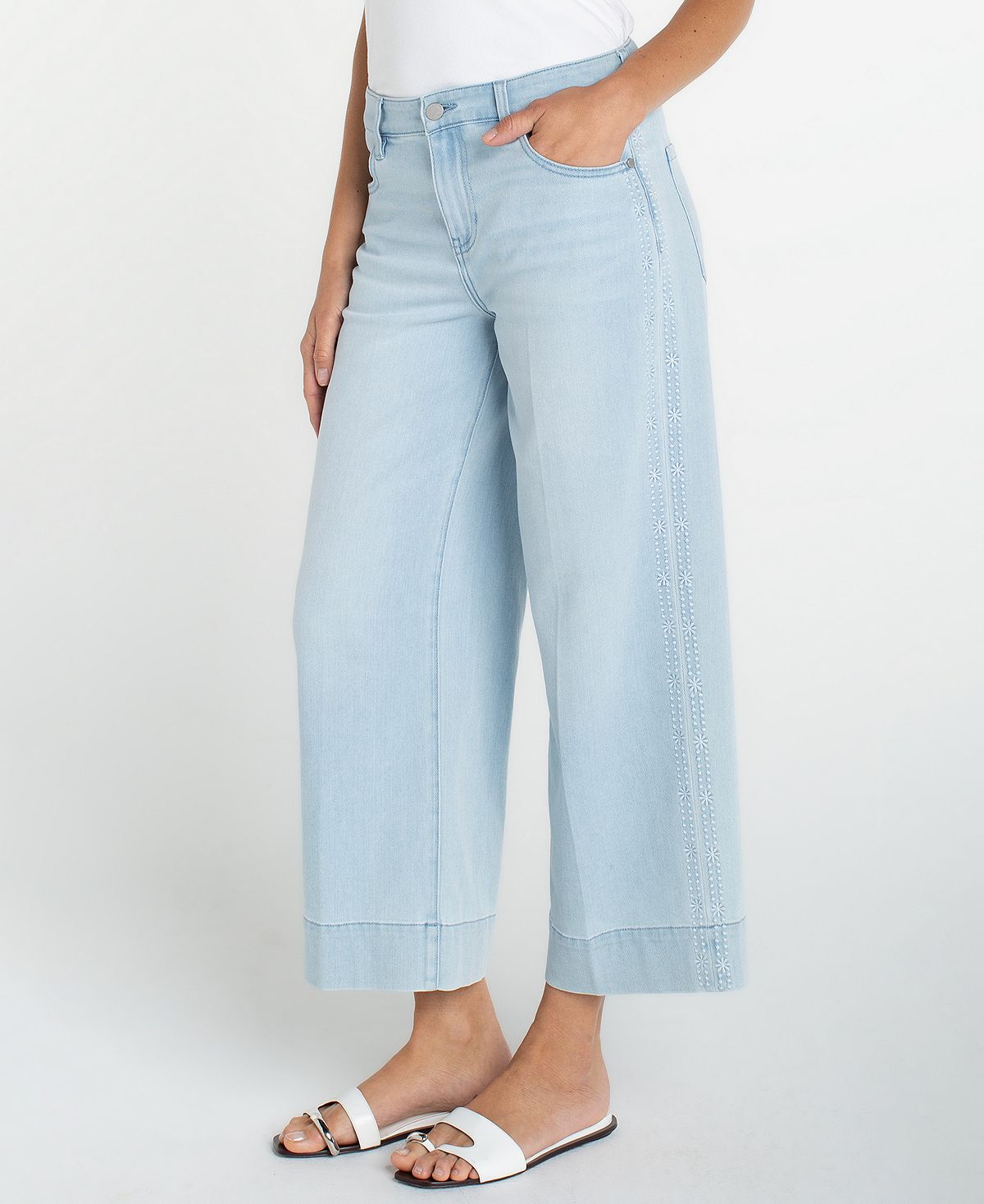 Liverpool Los Angeles Petite Stride Crop Wide-Leg Jeans view 2 — MAYCSS fashion products