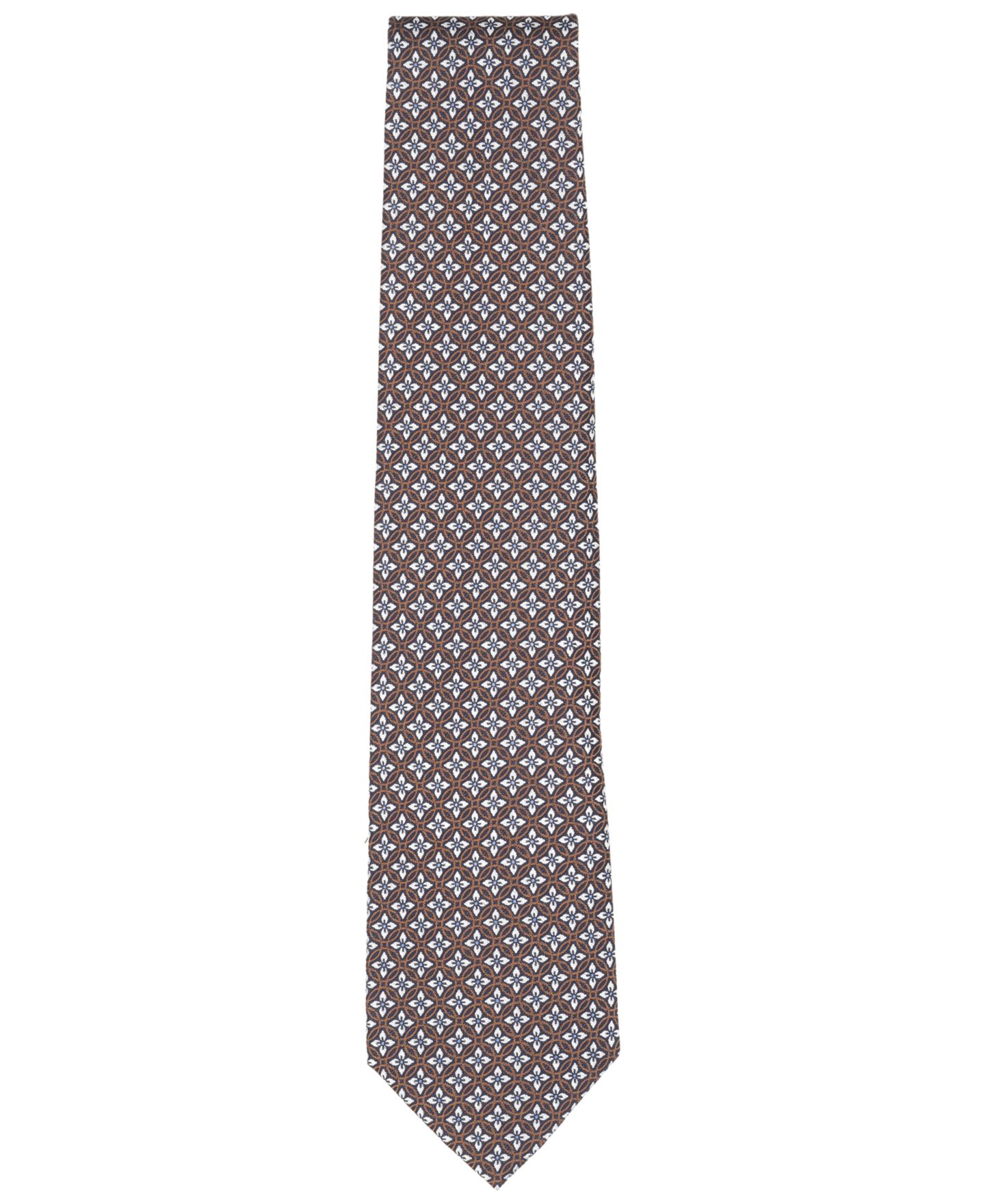 Мужской классический галстук Brooks Brothers с узором Circle Florette, цвет: Коричневый — фото 2