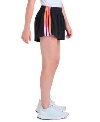 Girls' 7-16 Elastic Waistband Gradient Three-Stripe Mesh Shorts