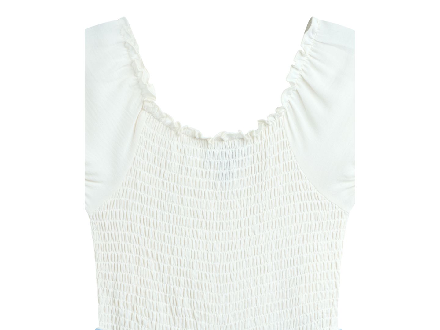 Комбинезон BCX Short-Sleeve Smocked Bodice Jumpsuit для девочек, цвет: Белый / Синий — фото 3
