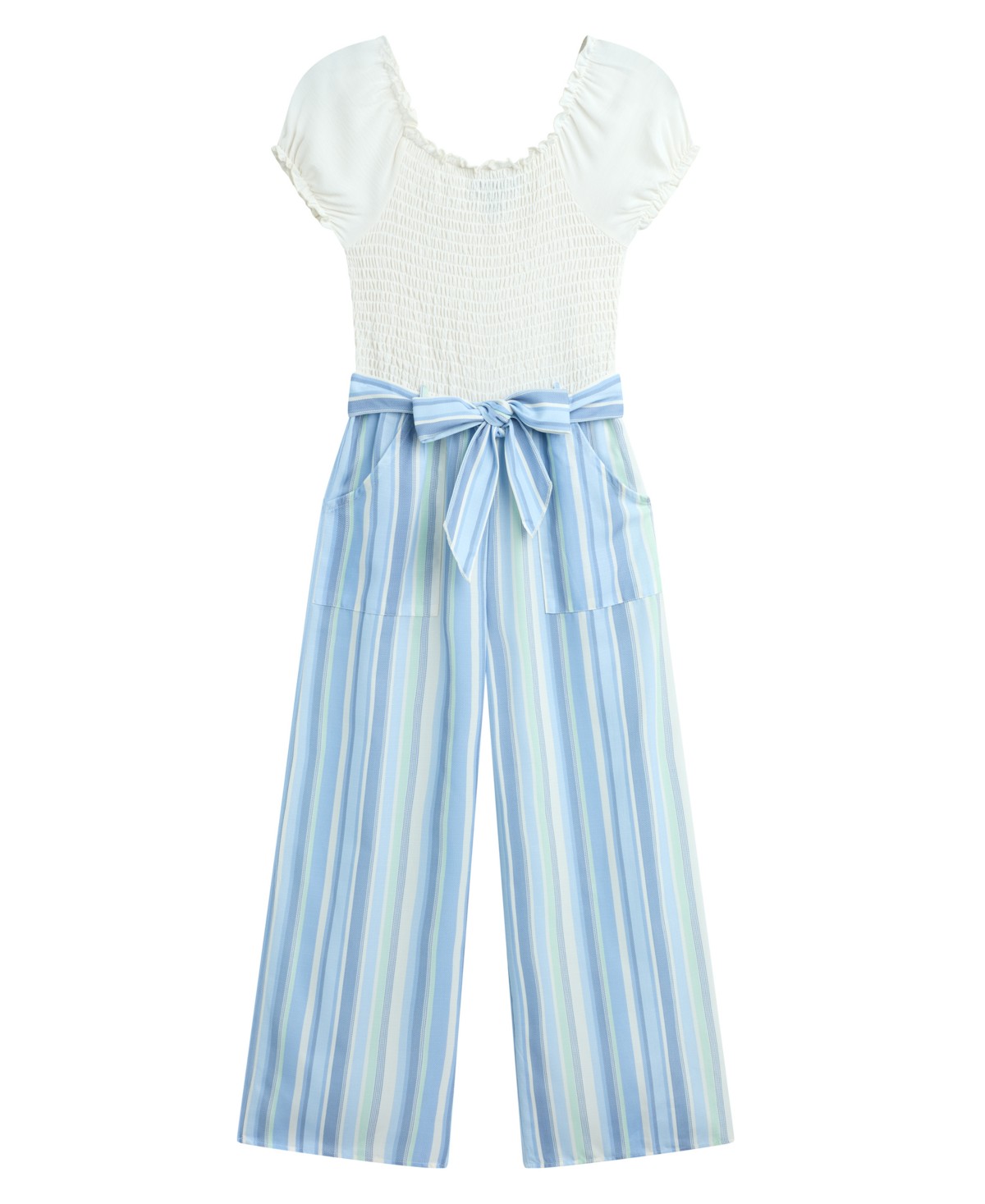 Детские BCX Girls' 7-16 Short-Sleeve Smocked Bodice Jumpsuit — фото 1
