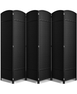 Extra Wide Double Hinged Panels Mesh Hand-Woven Design Room Divider