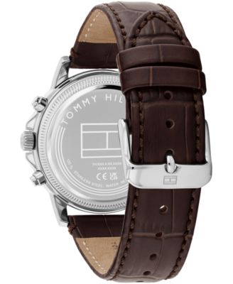 Men's Multifunction Brown Leather Bracelet Watch, 40mm
