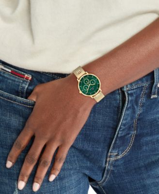 Women's Multifunction Gold Tone Stainless Steel Mesh Bracelet Watch, 36mm