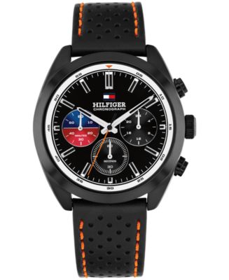 Tommy Hilfiger Men's Chronograph Black Leather Strap Watch, 40mm - Macy's