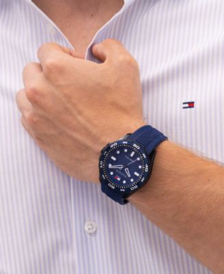 Men's Quartz Blue Silicone Strap Watch, 40mm