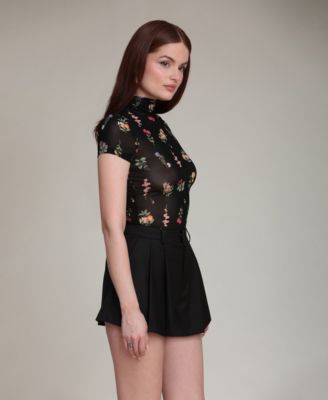 Women's Floral-Print Mock-Neck Top
