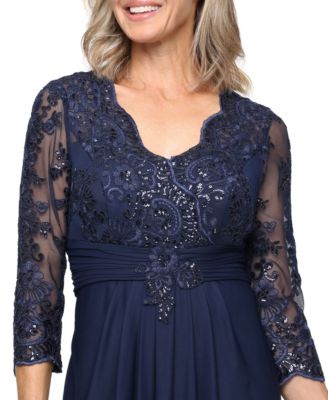 sachin and babi light blue dress Navy Blue Formal Dress Elegant Sequinned Long