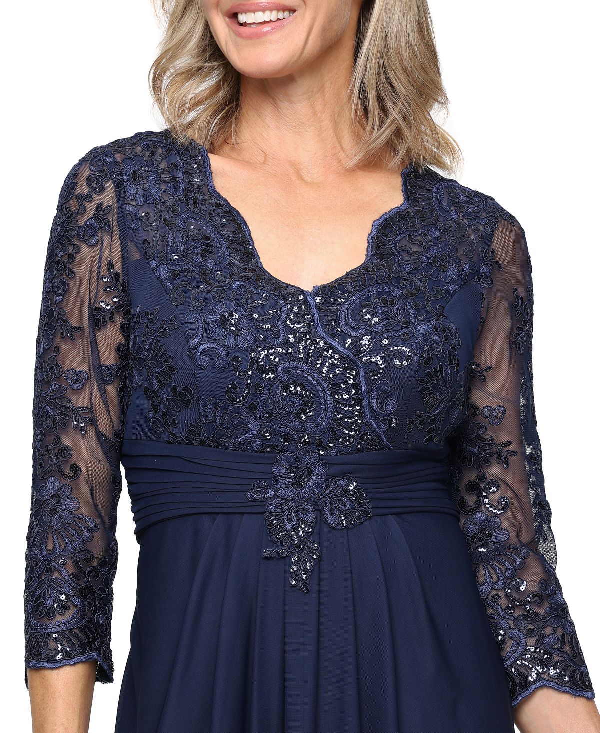 Alex Evenings Petite V-Neck A-Line Gown view 2 — MAYCSS fashion products