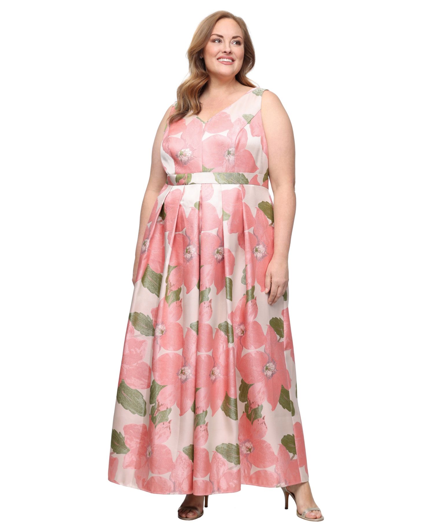 Plus Size V-Neck Sleeveless A-Line Ball Gown
