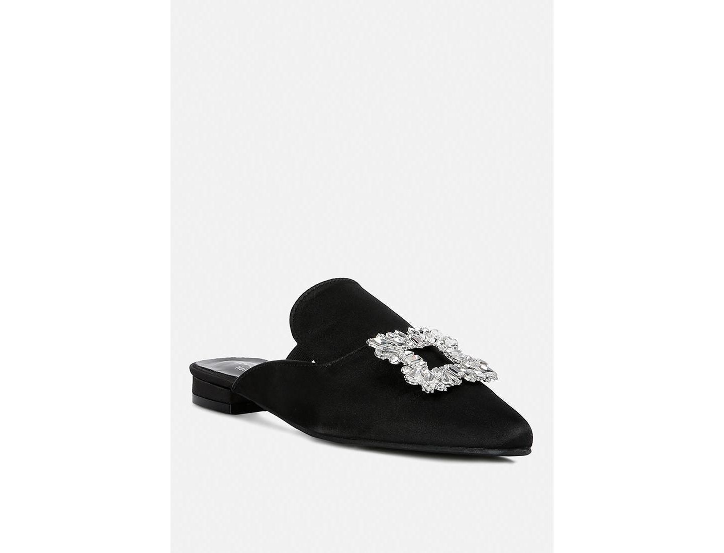 Женские сабо Rag & Co Perrine Diamante Brooch Slip On Mules, цвет: Чёрный — фото 12