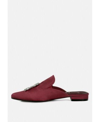 PERRINE Womens Diamante Brooch Slip On Mules