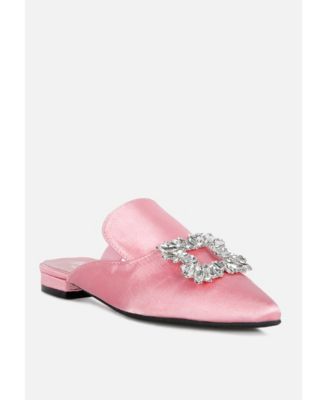 PERRINE Womens Diamante Brooch Slip On Mules