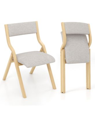 Folding Dining Chairs Set of 4 Wooden Table Chairs w/ Padded Seat Modern