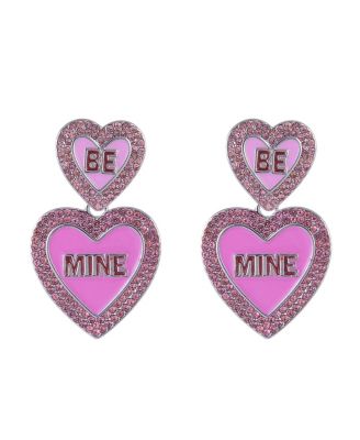 Be Mine Pink Enamel Conversation Heart Earrings