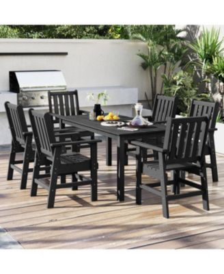 6 Person Patio Dining Table with Wood Look Top