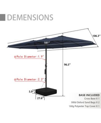 15 ft. Double Sided Umbrella Outdoor Patio Umbrella with Spray System, Base and Sand Bag