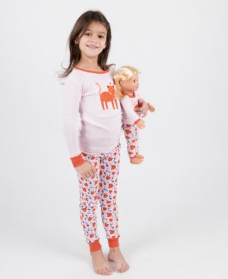 Toddler Girls Matching Doll Snug-Fit Cotton Long Sleeve All-Over Animal Print Pajamas