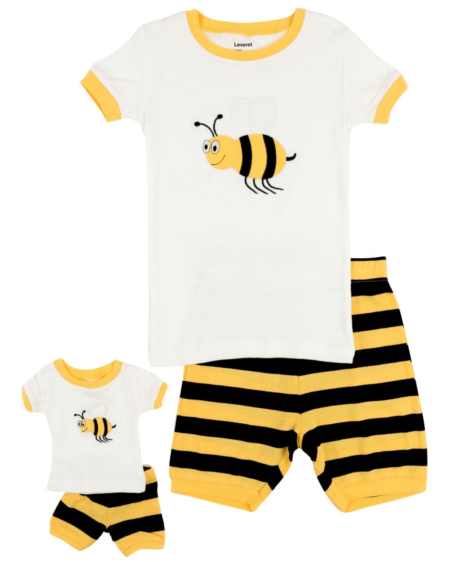 Toddler Girls Matching Doll Snug-Fit Cotton Short Sleeve Pajamas