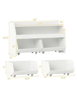 Wooden Kids Bookcase and Toy Organizer with 2 Drawers