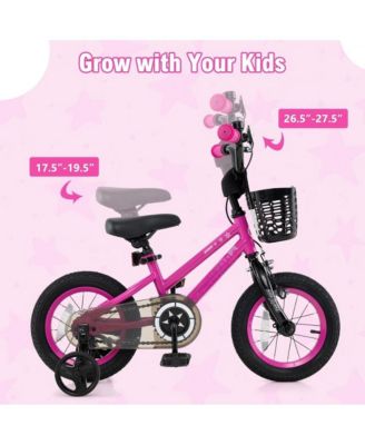 12 Inch Kids Bike Adjustable Bicycle with Front Basket for Children Aged 3-4 Years Old