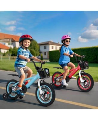 14 Inch Kids Bike Adjustable with Storage Basket and Double Brake for 3-5 Years Old