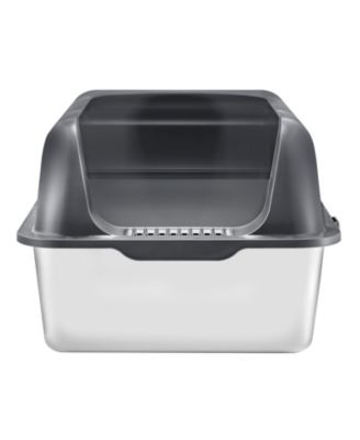 XL Stainless Steel Cat Litter Box with Scoop and High Sides