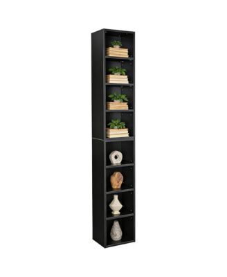 8-Tier Tall Narrow Bookshelf, Slim Storage Cabinet & Display Bookcase with Adjustable Shelves for Living Room, Office