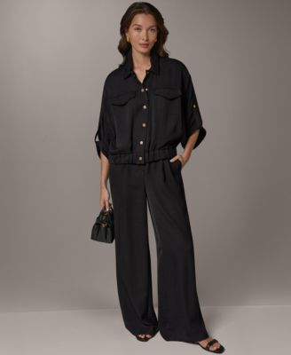 Women's Collared Neck Buton-Front Shirt Jacket