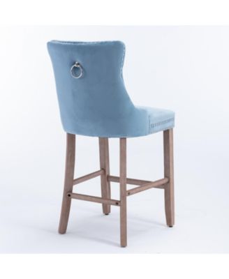 Set of 2 Velvet Counter Height Stools, 26.3" Button Tufted Upholstered Kitchen Island Chairs with Back